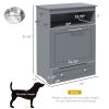 Pet Feeder Station Storage Cabinet, Dog Food Storage Container with Dog Raised Bowls, Watering Supplies, Gray