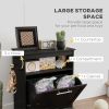PawHut Pet Feeder Station Storage Cabinet, Dog Food Storage Container with Dog Raised Bowls, Watering Supplies, Black