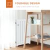 31.5"H Foldable Dog Gate with Door, 3 Panels Freestanding Pet Gate Barriers Indoor with Support Feet, Puppy Fence for Small Medium Dogs, White