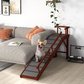 Dog Ramp with Removable Guardrails (Option: Brown-865x500x205 mm)