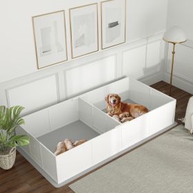 Whelping Box for Dogs and Puppies w/ Waterproof Pee Pad & Adjustable Door for Large (Option: White-1300x580x210 mm)