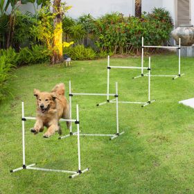 4 Piece Dog Agility Training Equipment for Dog Agility Course with Adjustable Height Jump Bars (Option: White-180x180x950 mm)