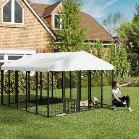 Welded Wire Outdoor Dog Kennel with 360Â° Rotating & 4 Levels Adjustable Bowls (Option: Silver-1500x620x225 mm)