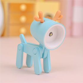 Mini Cute Animal Pet Dogs Deer Designer Led Night Light Table Lamp Kids Toys Gift For Birthday/Easter/Boy/Girlfriends (Color: Blue, Items: Deer)