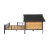 Unique All-Around Iron Frame,Outdoor Large Wooden Cabin House Style Wooden Dog Kennel with Porch