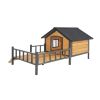 Unique All-Around Iron Frame,Outdoor Large Wooden Cabin House Style Wooden Dog Kennel with Porch