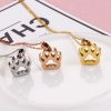 Mori Style Simple Cute Pet Paw Print Pendant Stainless Steel Necklace