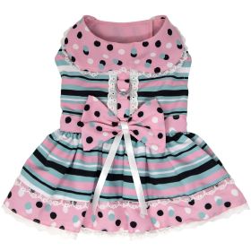 Dots &amp; Stripes Harness Dress (Color: Pink & Teal, size: small)